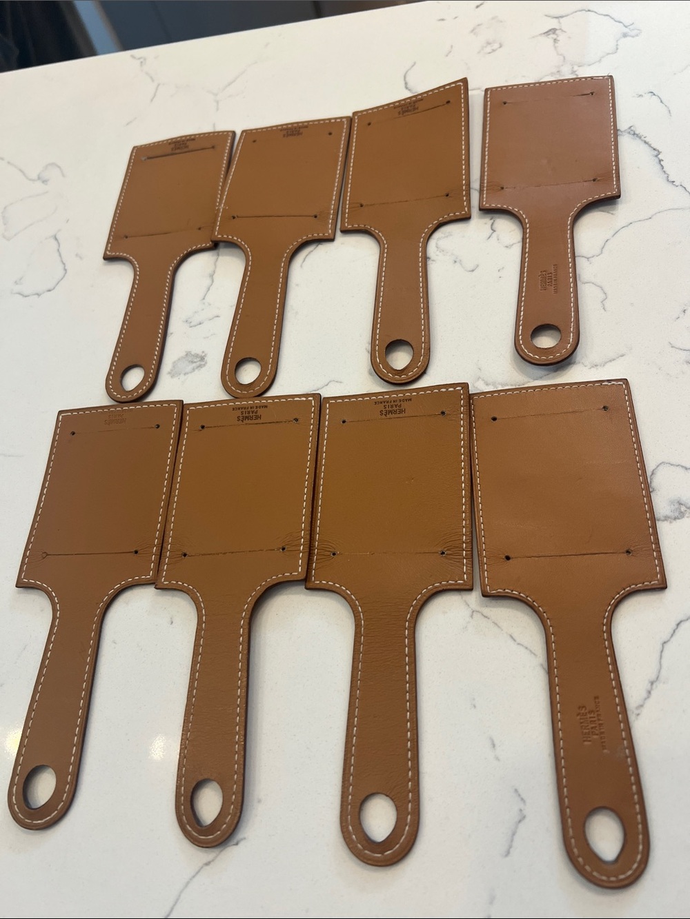 Hermes La Maison Brown Leather Luggage Tags (Set of 8)